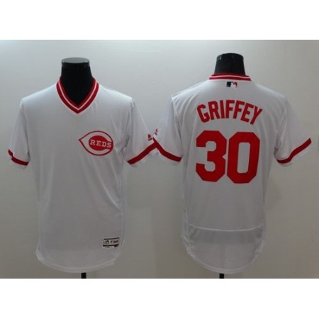Reds #30 Ken Griffey White Flexbase Authentic Collection Cooperstown Stitched MLB Jersey