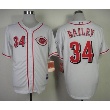 Reds #34 Homer Bailey White Cool Base Stitched MLB Jersey