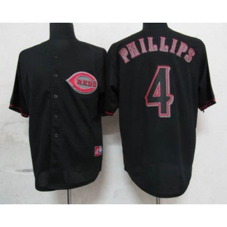 Reds #4 Brandon Phillips Black Fashion Stitched MLB Jersey