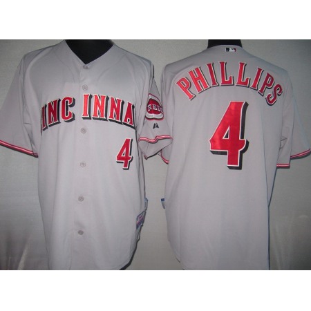 Reds #4 Brandon Phillips Grey Cool Base Stitched MLB Jersey