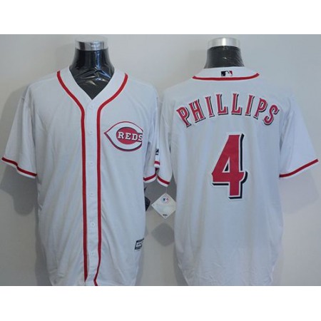 Reds #4 Brandon Phillips White New Cool Base Stitched MLB Jersey