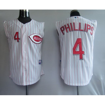 Reds #4 Brandon Phillips White Vest Style Stitched MLB Jersey