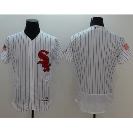 White Sox Blank White(Black Strip) Fashion Stars & Stripes Flexbase Authentic Stitched MLB Jersey