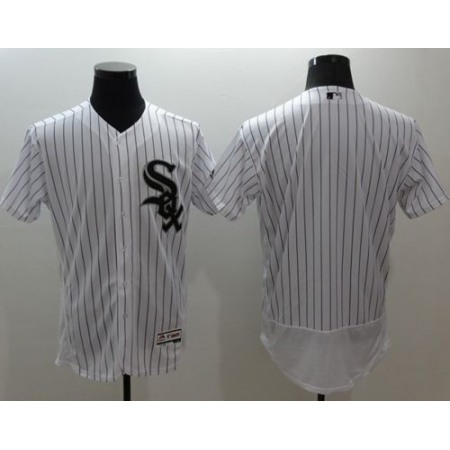 White Sox Blank White(Black Strip) Flexbase Authentic Collection Stitched MLB Jersey