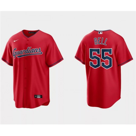 Men's Cleveland Guardians #55 Josh Bell Red Cool Base Stitched Jersey