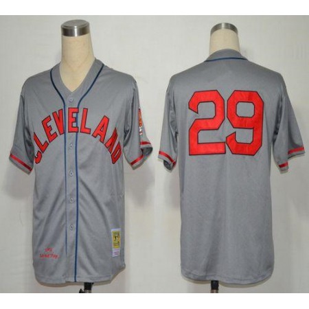 Mitchell And Ness 1948 indians #29 Satchel Paige Grey Stitched MLB Jersey
