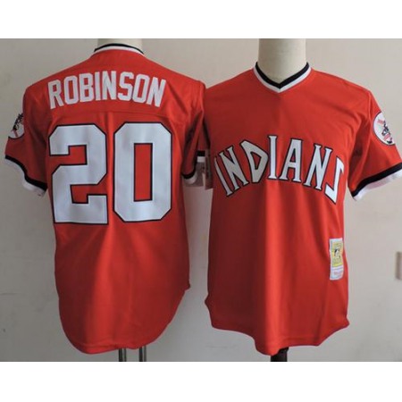 Mitchell And Ness indians #20 Eddie Robinson Red Throwback Stitched MLB Jersey
