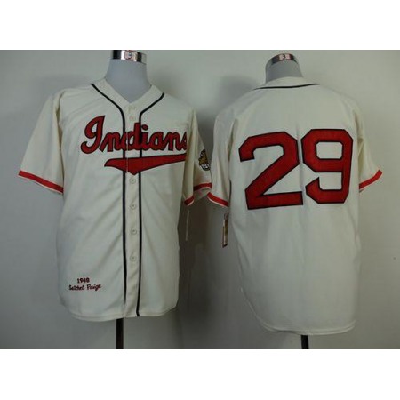 Mitchell and Ness 1948 indians #29 Satchel Paige Cream Throwback Stitched MLB Jersey