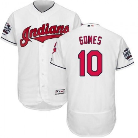 indians #10 Yan Gomes White Flexbase Authentic Collection 2016 World Series Bound Stitched MLB Jersey