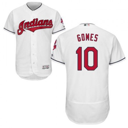 indians #10 Yan Gomes White Flexbase Authentic Collection Stitched MLB Jersey