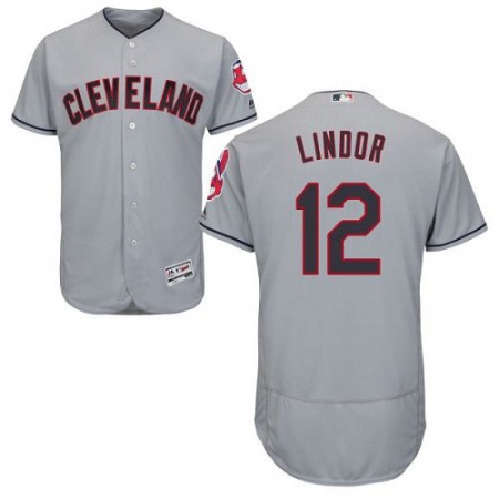 indians #12 Francisco Lindor Grey Flexbase Authentic Collection Stitched MLB Jersey