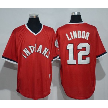 indians #12 Francisco Lindor Red 1978 Turn Back The Clock Stitched MLB Jersey