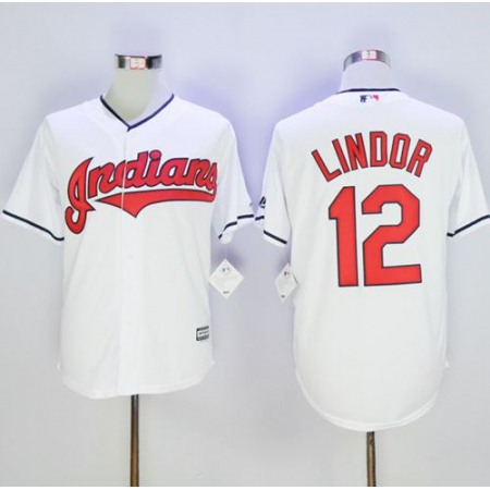 indians #12 Francisco Lindor White New Cool Base Stitched MLB Jersey