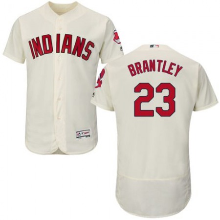 indians #23 Michael Brantley Cream Flexbase Authentic Collection Stitched MLB Jersey