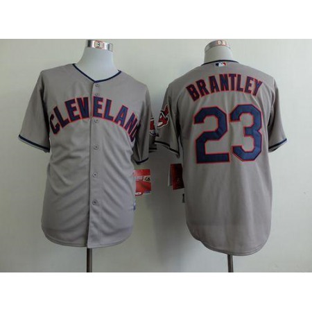 indians #23 Michael Brantley Grey Cool Base Stitched MLB Jersey