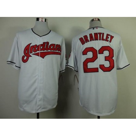 indians #23 Michael Brantley White Cool Base Stitched MLB Jersey
