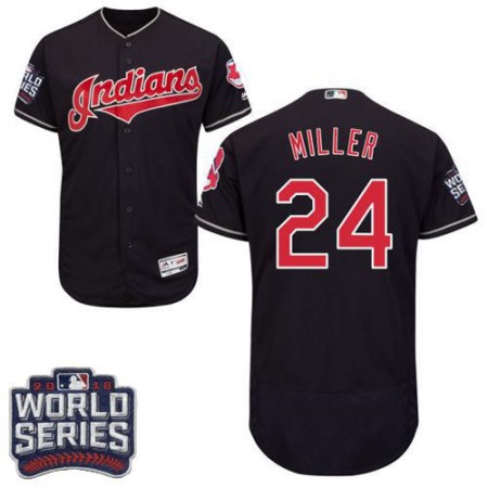 indians #24 Andrew Miller Navy Blue Flexbase Authentic Collection 2016 World Series Bound Stitched MLB Jersey