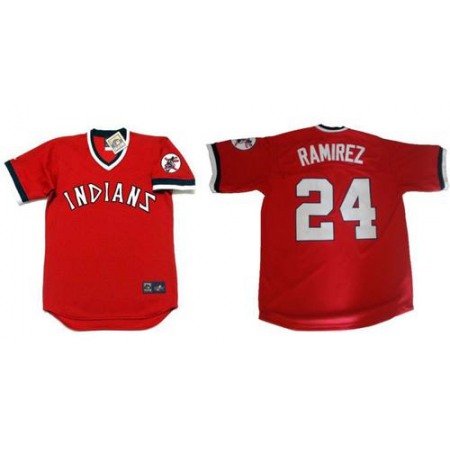 indians #24 Manny Ramirez Red 1978 Turn Back The Clock Stitched MLB Jersey
