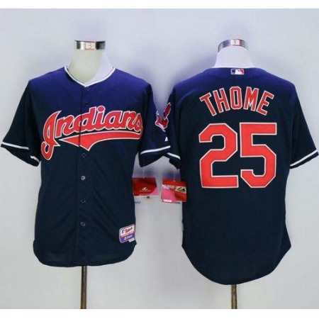 indians #25 Jim Thome Navy Blue Cool Base Stitched MLB Jersey