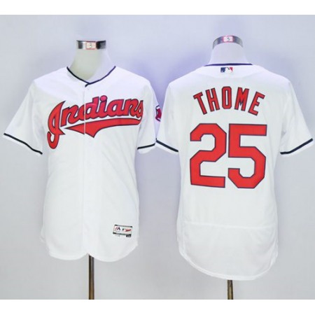 indians #25 Jim Thome White Flexbase Authentic Collection Stitched MLB Jersey