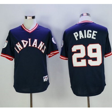 indians #29 Satchel Paige Navy Blue 1976 Turn Back The Clock Stitched MLB Jersey