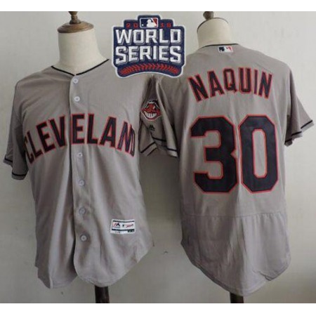 indians #30 Tyler Naquin Grey Flexbase Authentic Collection 2016 World Series Bound Stitched MLB Jersey
