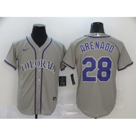 Men's Colorado Rockies #28 Nolan Arenado Grey Cool Base Stitched MLB Jersey