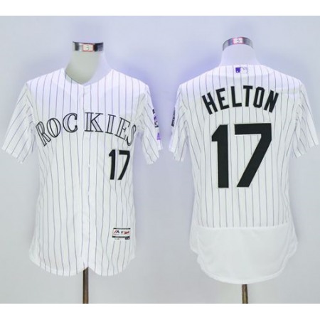 Rockies #17 Todd Helton White Strip Flexbase Authentic Collection Stitched MLB Jersey