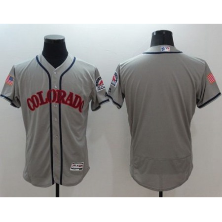 Rockies Blank Grey Fashion Stars & Stripes Flexbase Authentic Stitched MLB Jersey