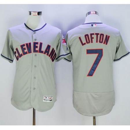 indians #7 Kenny Lofton Grey Flexbase Authentic Collection Stitched MLB Jersey