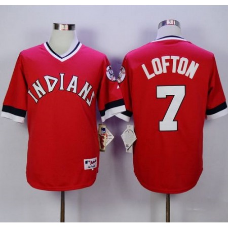 indians #7 Kenny Lofton Red 1978 Turn Back The Clock Stitched MLB Jersey