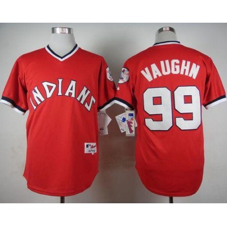 indians #99 Ricky Vaughn Red 1974 Turn Back The Clock Stitched MLB Jersey