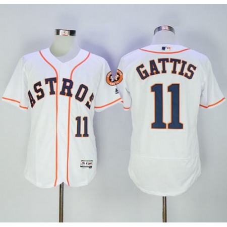 Astros #11 Evan Gattis White Flexbase Authentic Collection Stitched MLB Jersey
