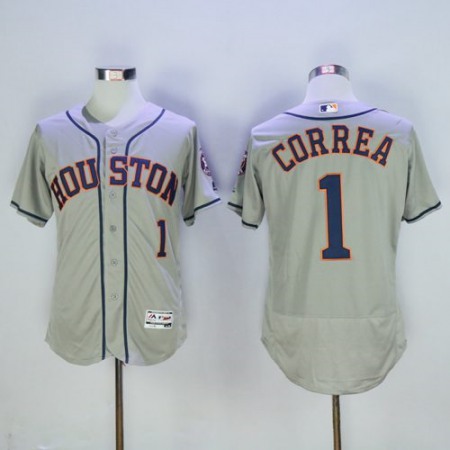 Astros #1 Carlos Correa Grey Flexbase Authentic Collection Stitched MLB Jersey