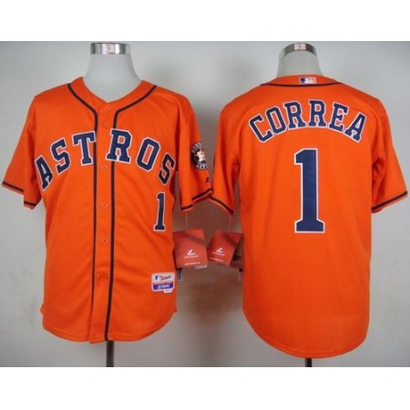 Astros #1 Carlos Correa Orange Cool Base Stitched MLB Jersey