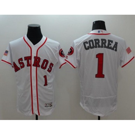 Astros #1 Carlos Correa White Fashion Stars & Stripes Flexbase Authentic Stitched MLB Jersey