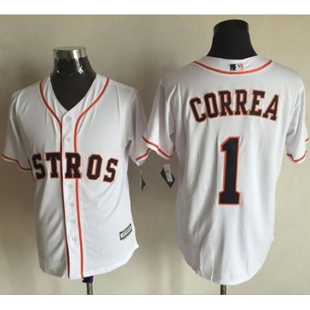 Astros #1 Carlos Correa White New Cool Base Stitched MLB Jersey
