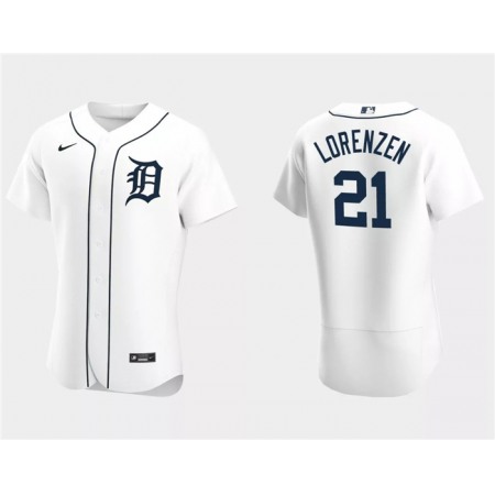 Men's Detroit Tigers #21 Michael Lorenzen White Flex Base Stitched Jersey