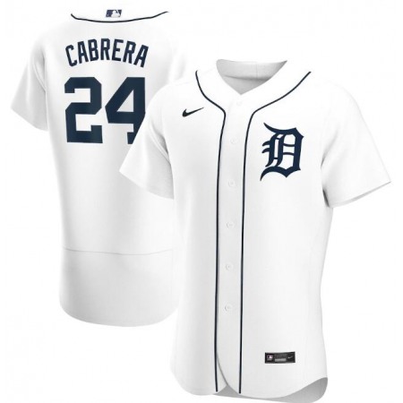 Men's Detroit Tigers #24 Miguel Cabrera White Flex Base Stitched Jersey