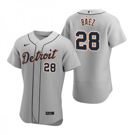 Men's Detroit Tigers #28 Javier Baez Grey Flex Base Stitched Jersey