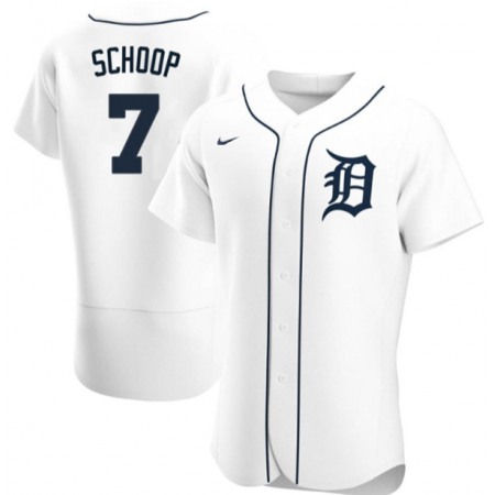 Men's Detroit Tigers #7 Jonathan Schoop White Flex Base Stitched Jersey