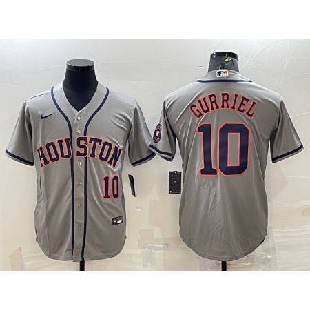 Men's Houston Astros #10 Yuli Gurriel Gray With Patch Cool Base Stitched Jersey