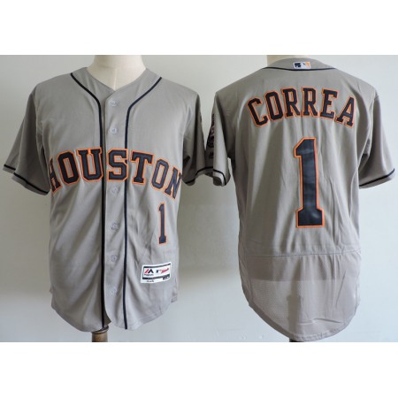 Men's Houston Astros #1 Carlos Correa Gray Elite Stitched MLB Jersey
