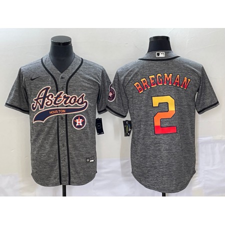 Men's Houston Astros #2 Alex Bregman Gray With Patch Cool Base Stitched Baseball Jersey