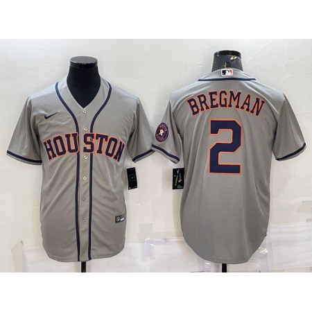 Men's Houston Astros #2 Alex Bregman Grey With Patch Cool Base Stitched Jersey