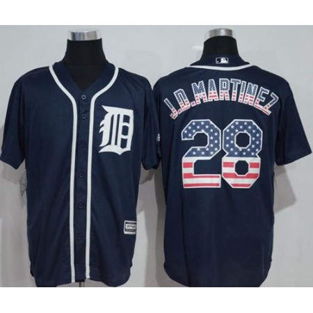 Tigers #28 J. D. Martinez Navy Blue USA Flag Fashion Stitched MLB Jersey