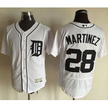 Tigers #28 J. D. Martinez White Flexbase Authentic Collection Stitched MLB Jersey