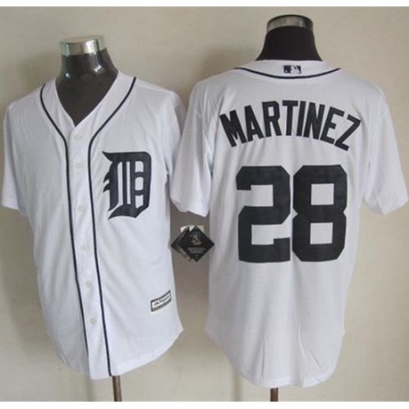 Tigers #28 J. D. Martinez White New Cool Base Stitched MLB Jersey