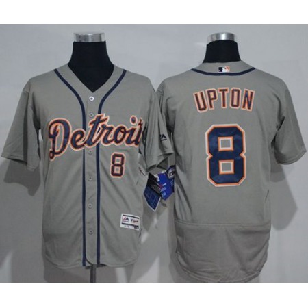 Tigers #8 Justin Upton Grey Flexbase Authentic Collection Stitched MLB Jersey