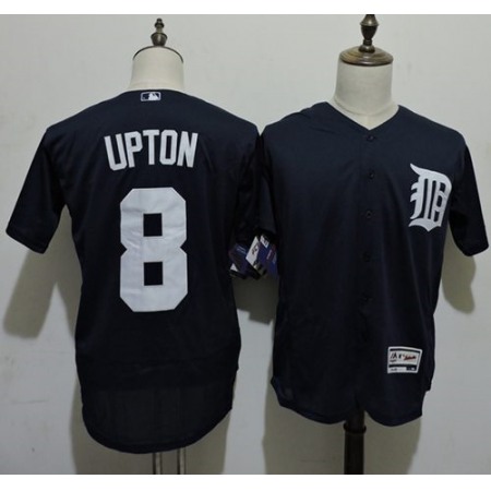 Tigers #8 Justin Upton Navy Blue Flexbase Authentic Collection Stitched MLB Jersey